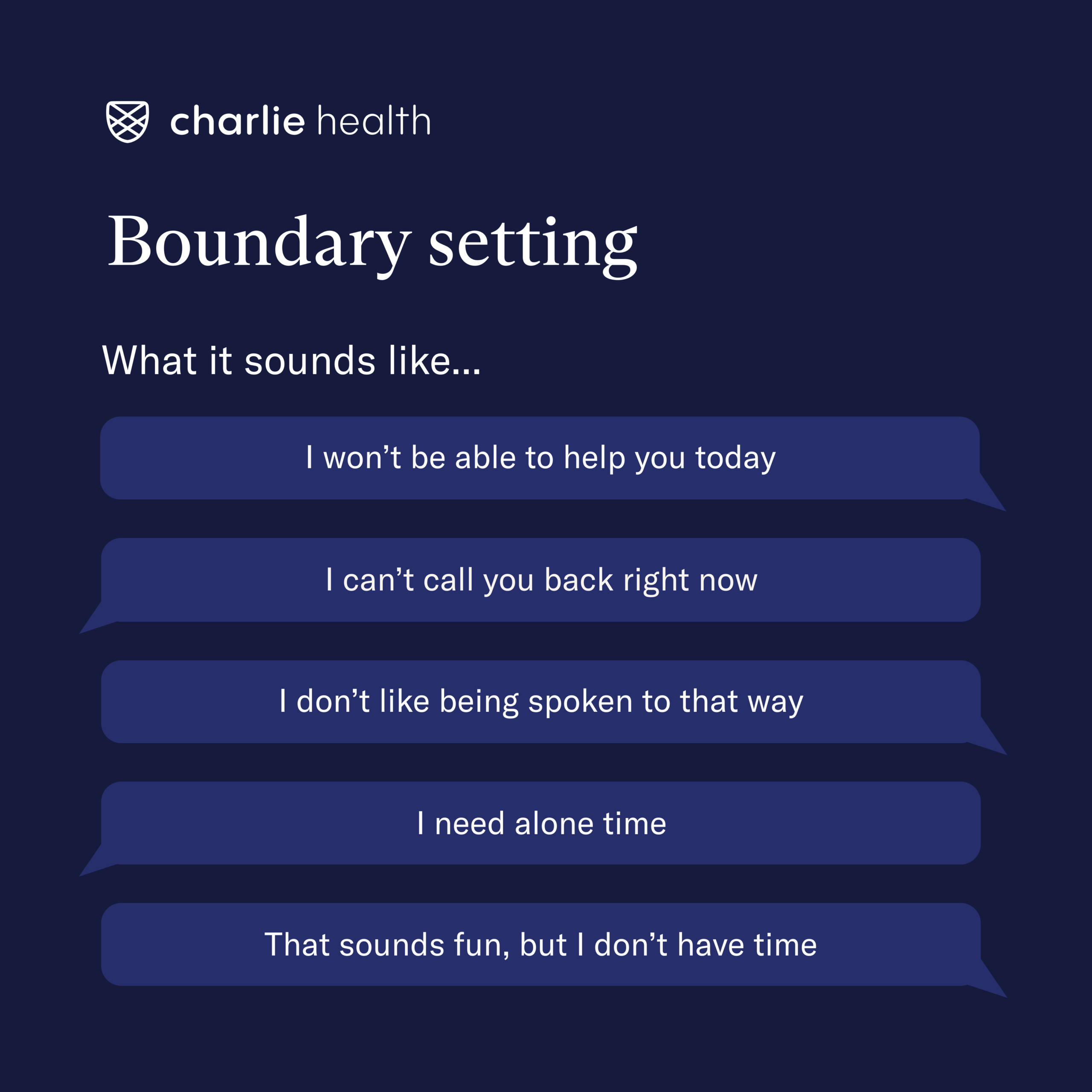List showing examples of how people pleasers set boundaries such as saying they need alone time