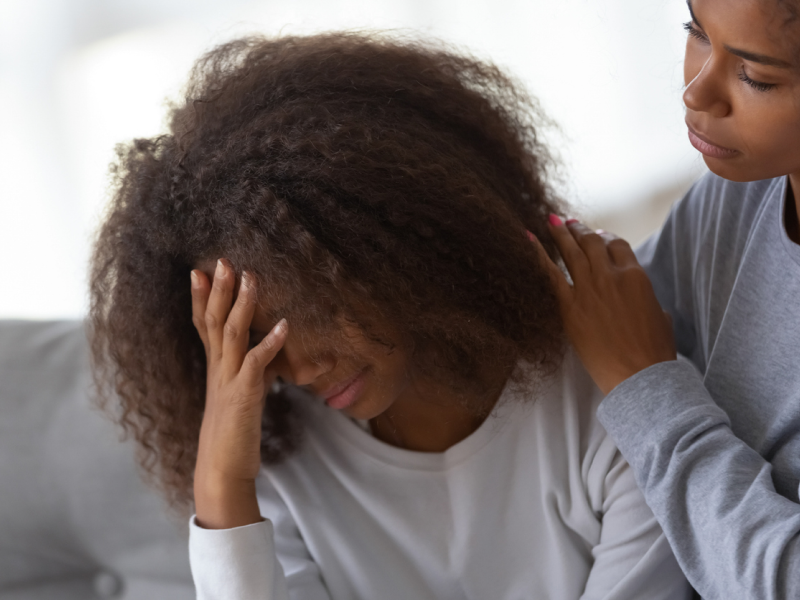 Teen sad with mother