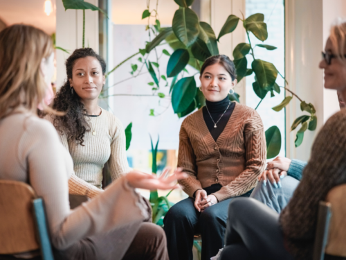 A teenager sits in on a group therapy session that is different than individual therapy that she has done before.