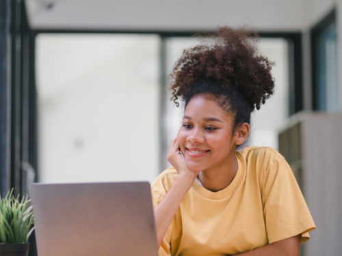 A young woman looks up if Charlie Health is legit.