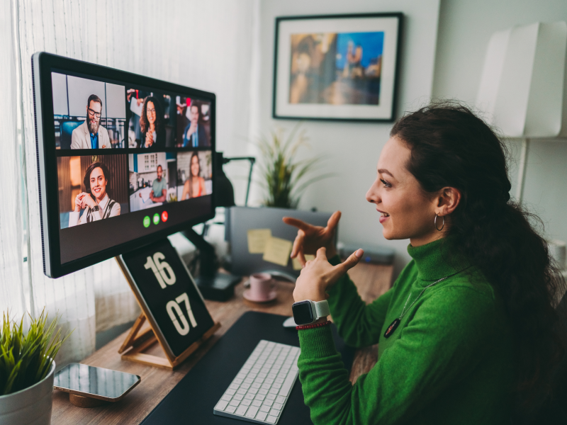 A neurodivergent informed therapy conducts a virtual group with neurodivergent clients