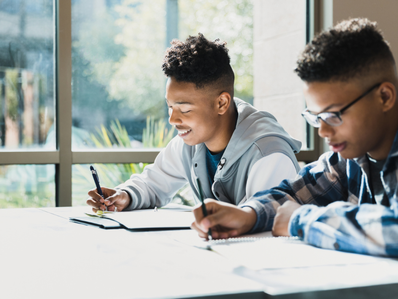 Two teen students learn how to improve their mental health resilience