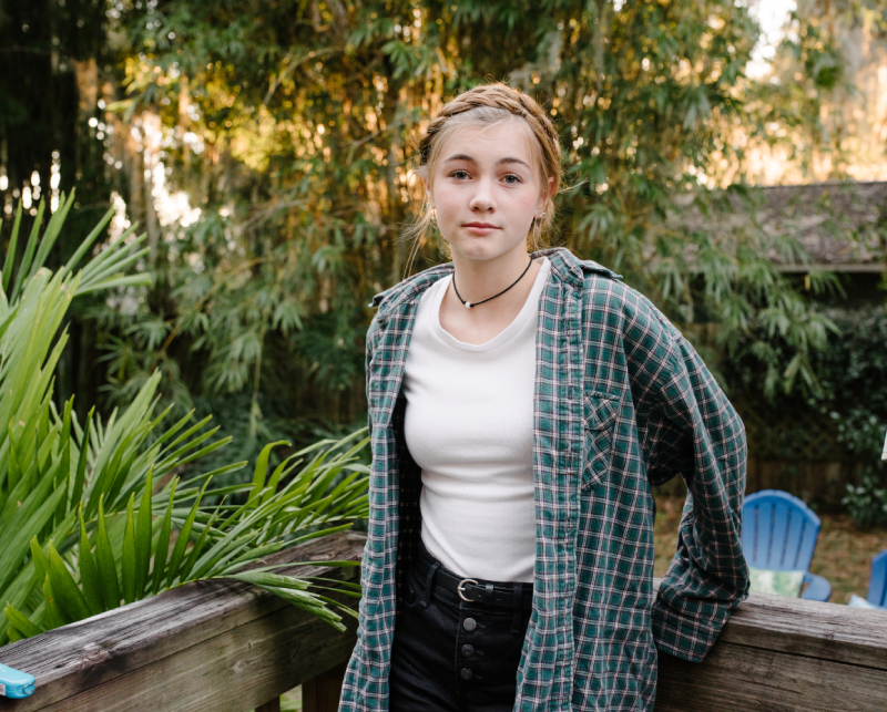 Girl in plaid shirt