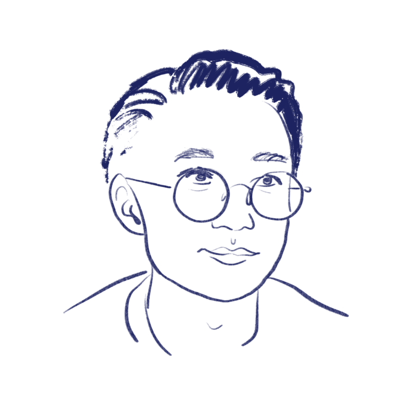Illustration of person with glasses and short hair