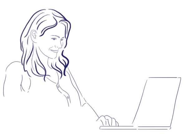 Illustration of woman on computer