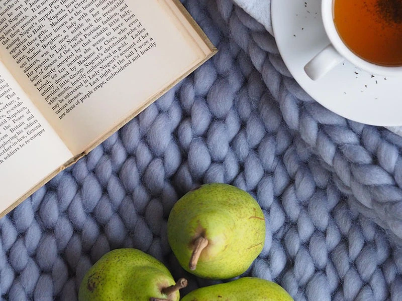 Fruit, Tea, and a book