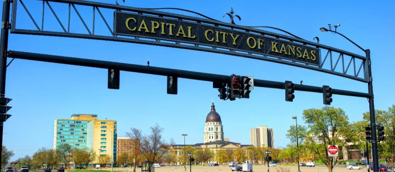 sign saying capital city of Kansas