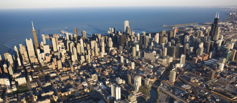 Ariel view of the city of Chicago