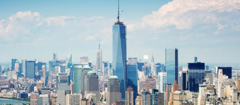 A cityscape view of Lower Manhattan.