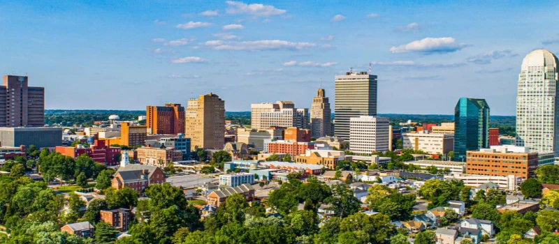 An aerial view of Winston-Salem.