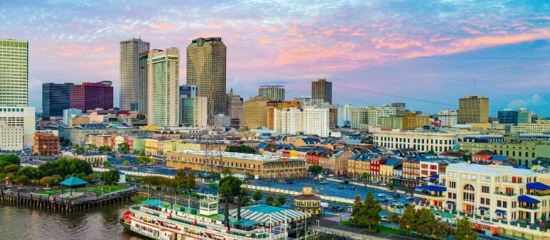 An aerial view of New Orleans' French Quarter.