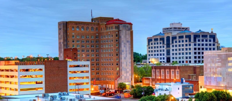 A view of Jackson at sunset.