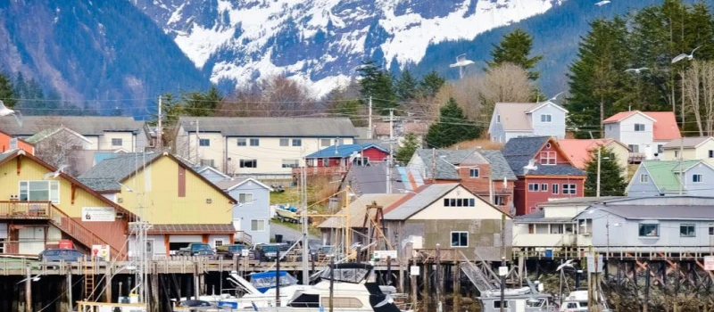 Boats and buildings in Sitka.