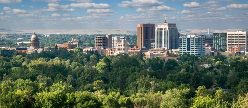 A distant view of the Boise skyline.