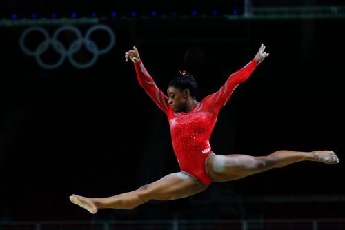 Simone Biles competing in the Olympics
