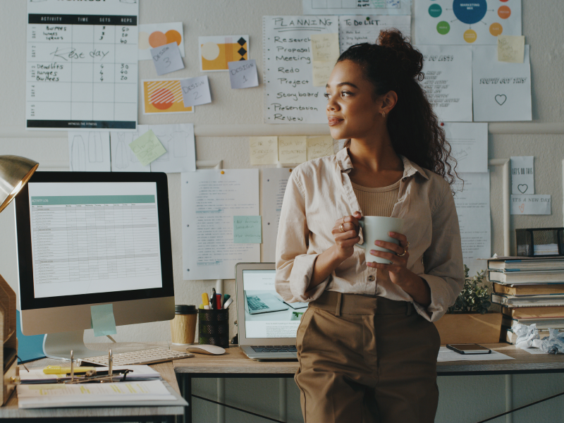 Woman working while dealing with her depression