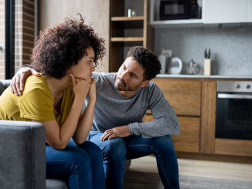 Teen and their parent talking about their codependency with them partner