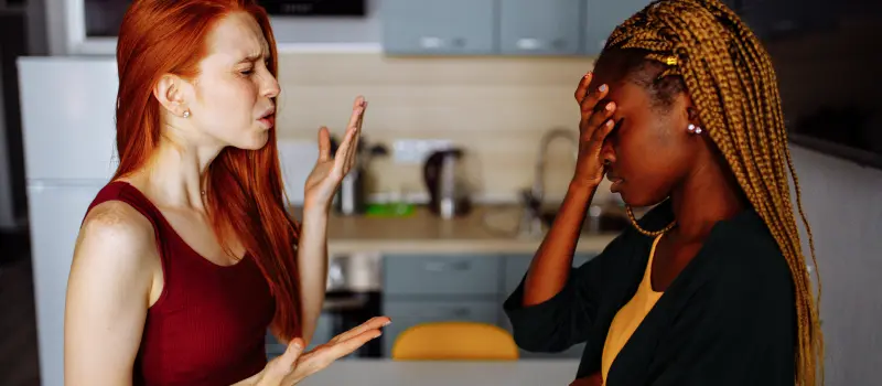 Couple in an argument in their kitchen