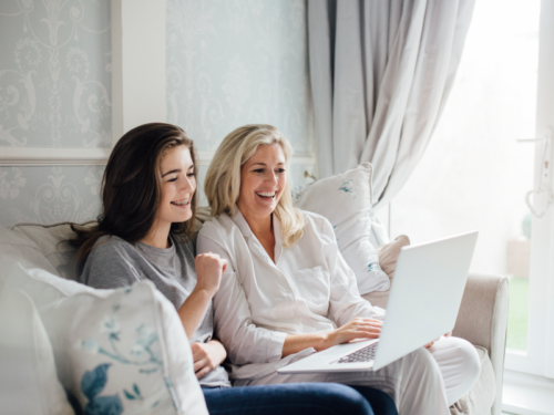 A mother and daughter attend virtual IOP family therapy as a family