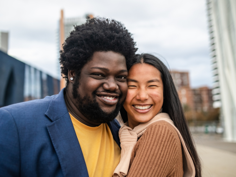 Couple taking a photo together