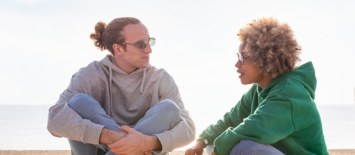 Couple sitting and talking