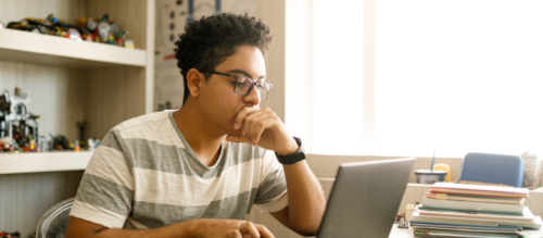 Teen on his computer dealing with adhd