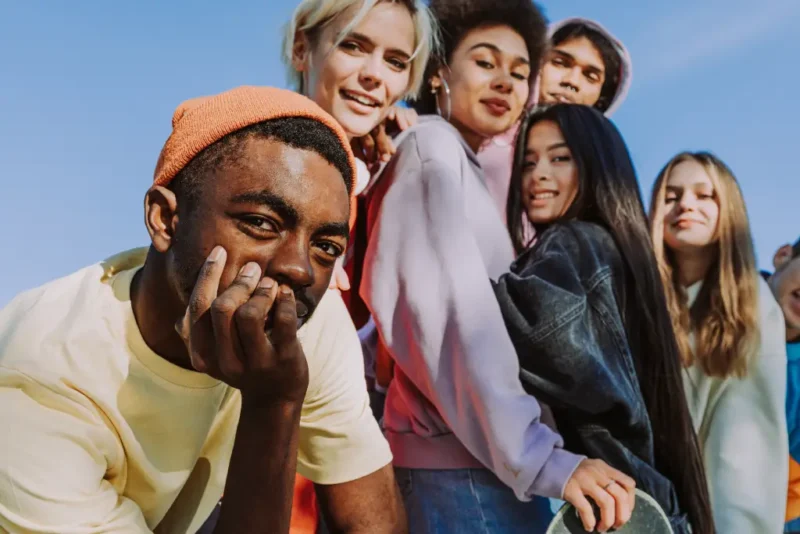 Group of teens chilling out, maxing out