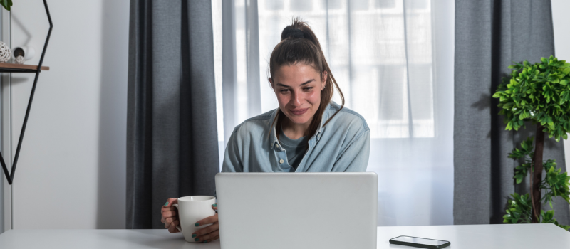 Woman participating in online therapy