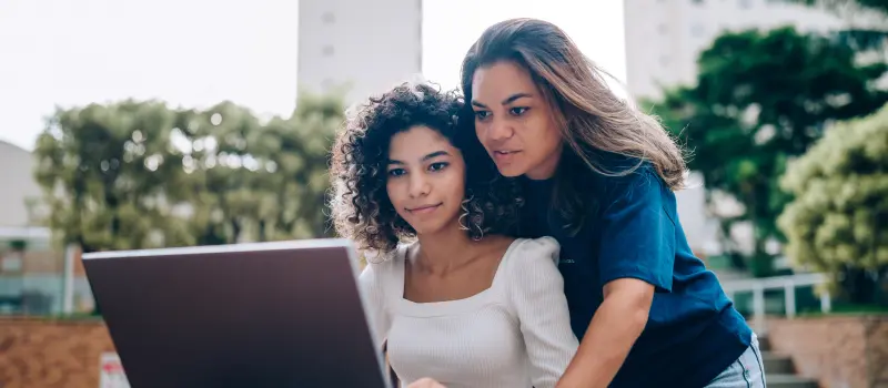 A teen and her mom participate in virtual relational therapy 