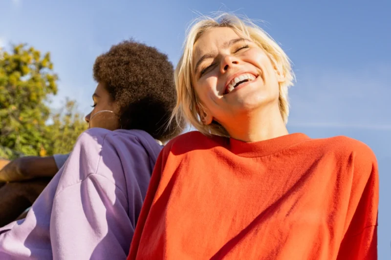 Two girls smiling