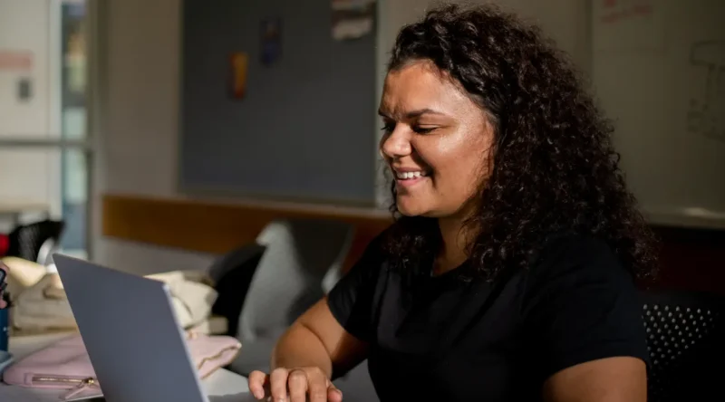 Woman participating in virtual IOP therapy