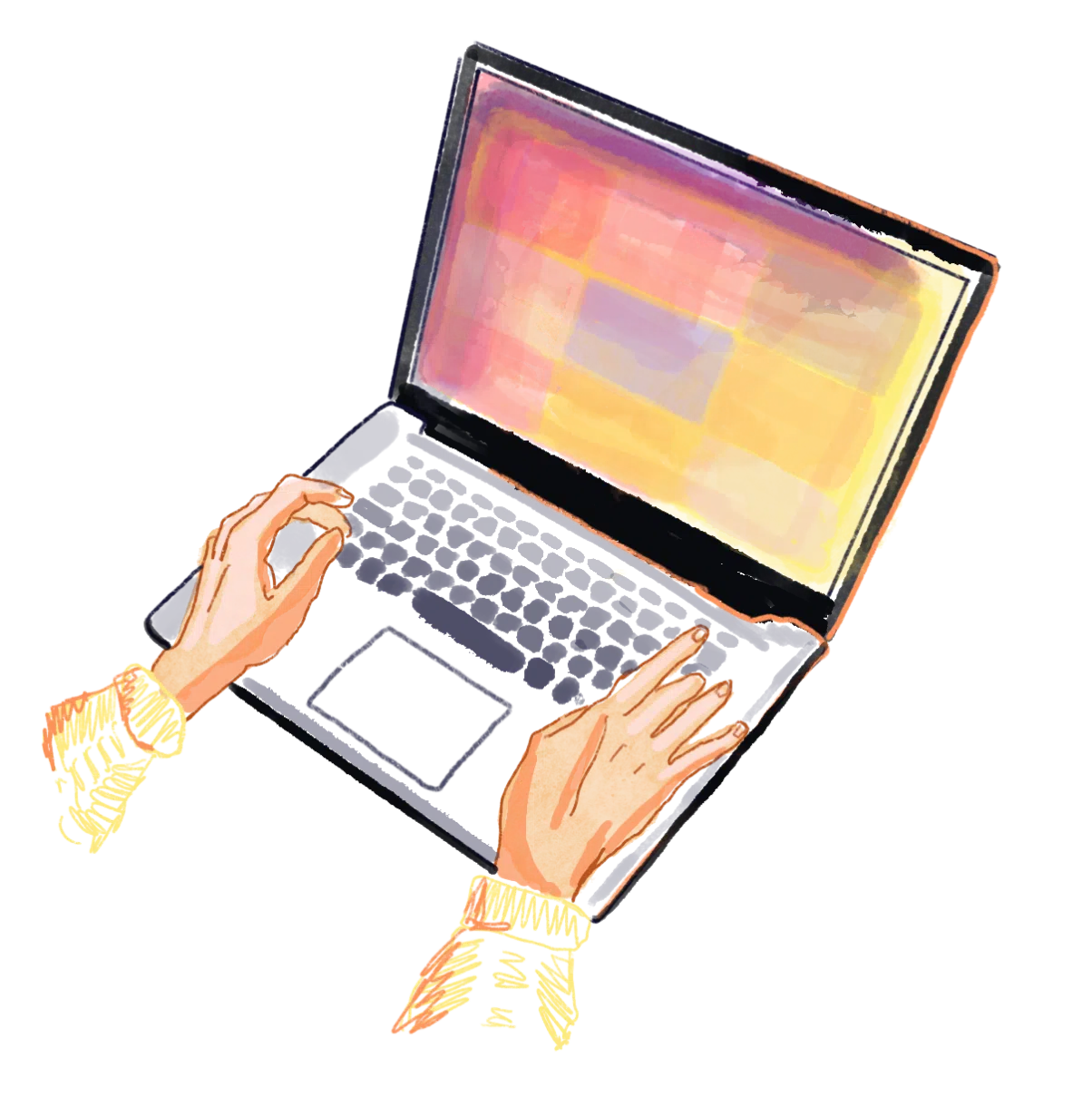 Illustration of Charlie Health client using laptop for Virtual IOP Therapy