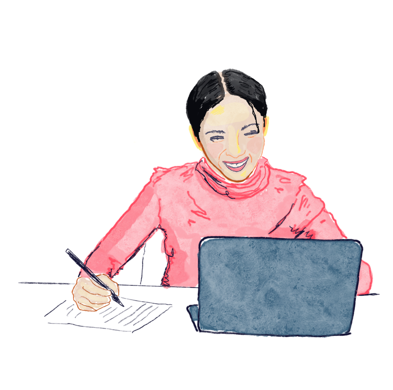 Illustration of an Outreach team member talking with a hospital network on zoom