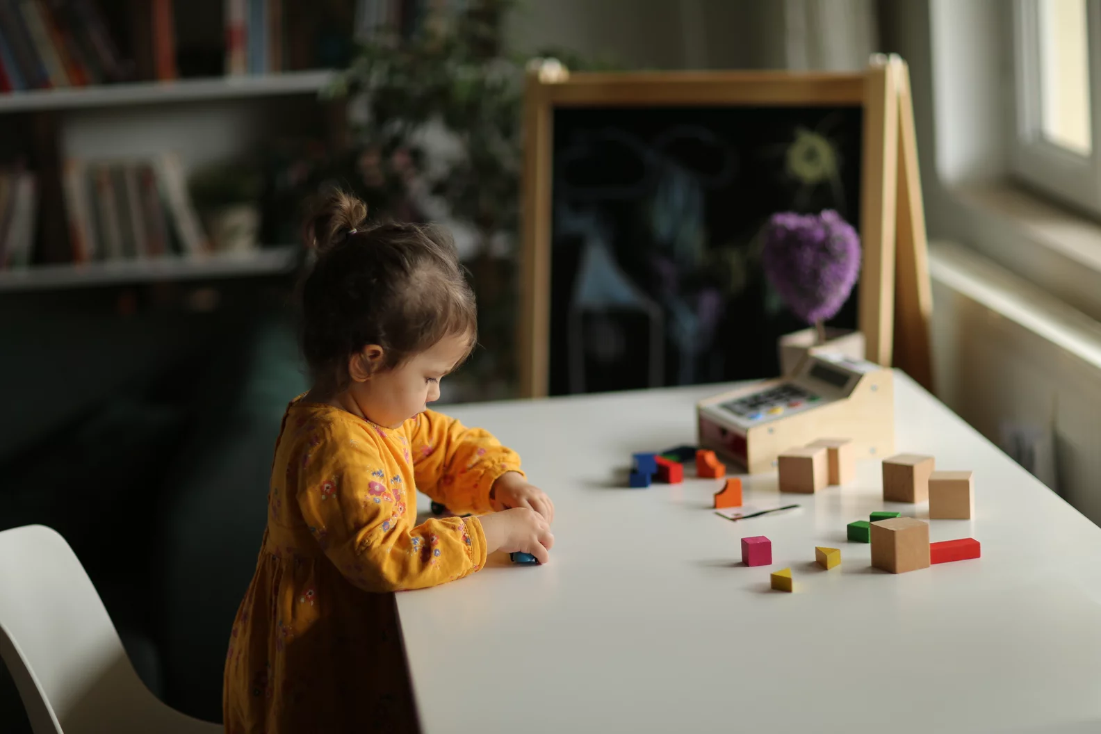 Girl playing with toys