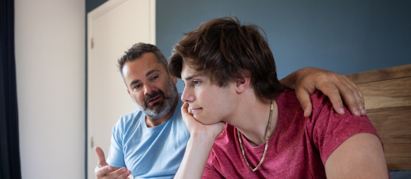 A teen and his father are talking openly about teen alcohol abuse.