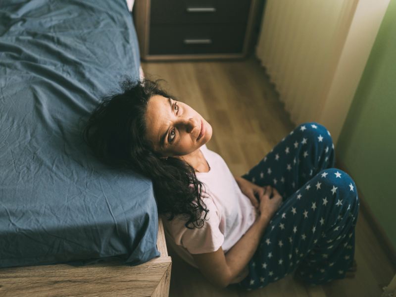 A woman experiences weed withdrawal symptoms.