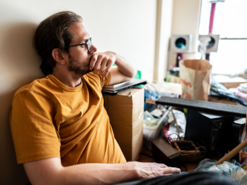 A man experiences cannabis-induced psychosis at his home.