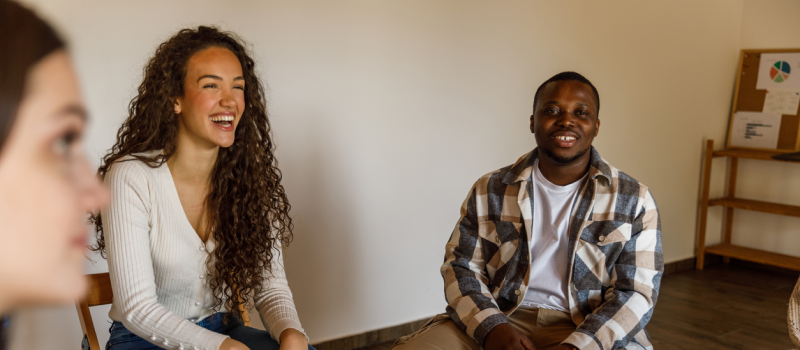 A group therapy session occurs at an intensive outpatient program (IOP).