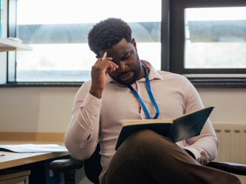 A man experiences crippling anxiety at work.