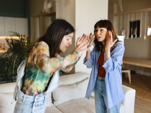 A teen gets angry at her mom.