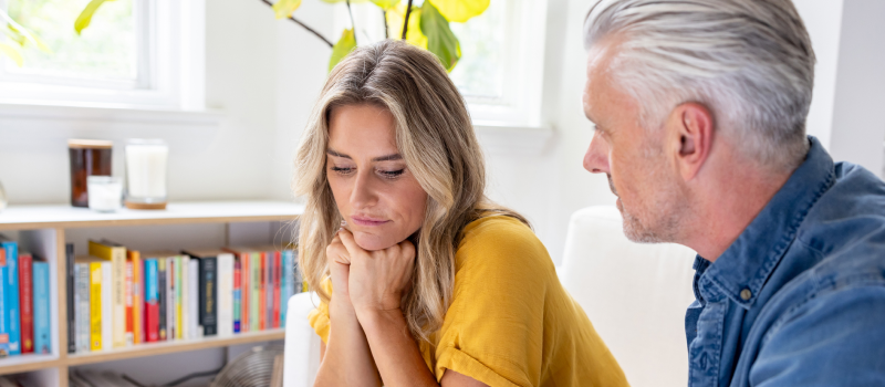 A woman talks about treatment for narcissism with her partner.