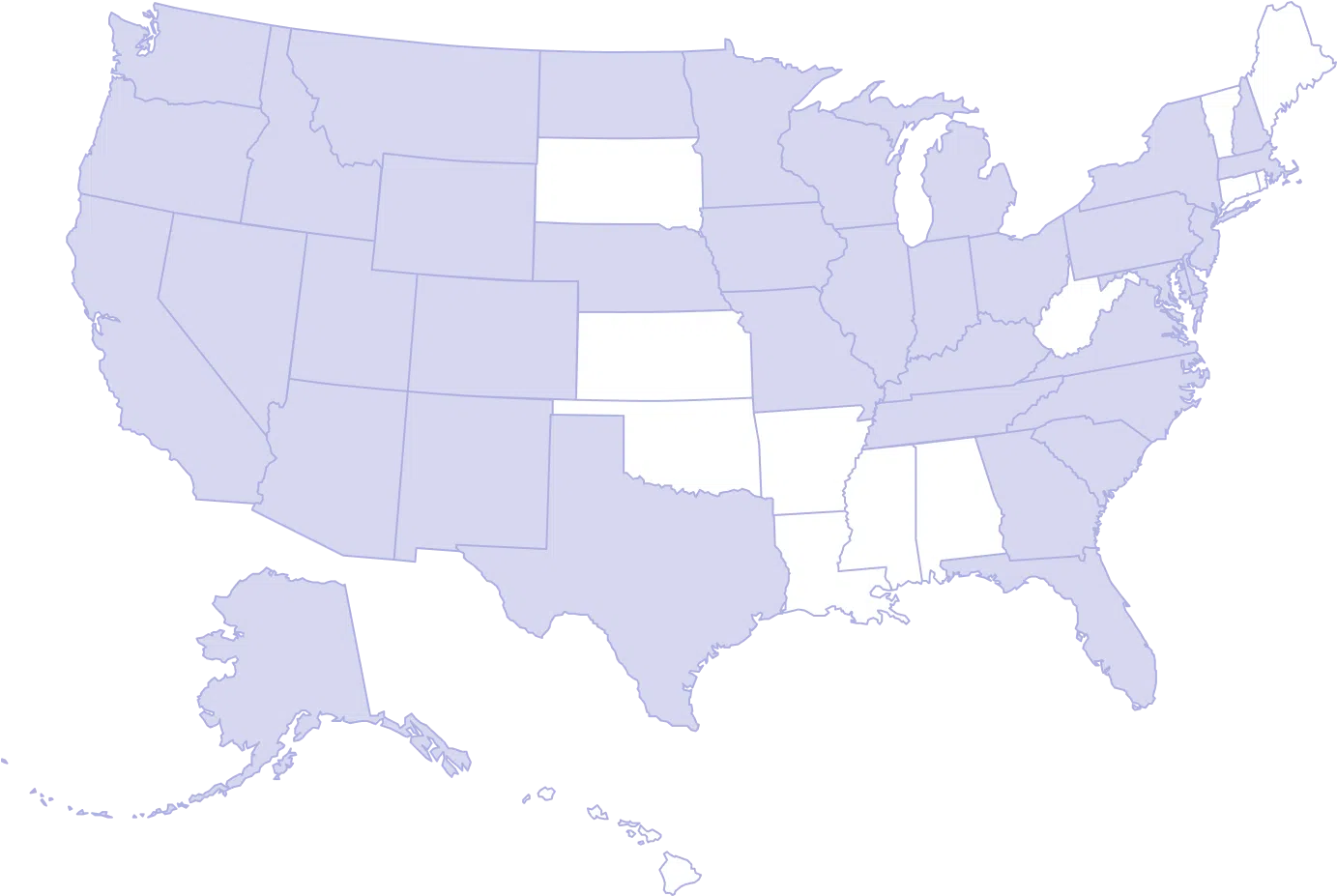 Map of states where Charlie Health is available