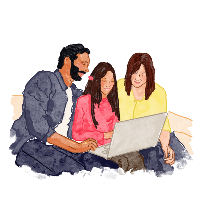 Family attending Charlie Health virtual events
