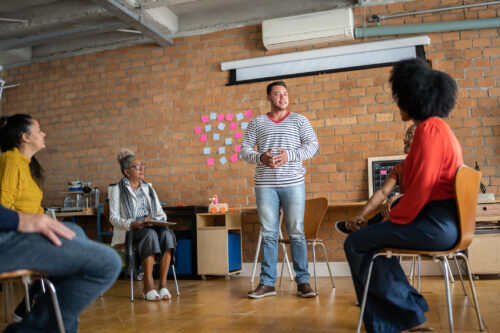 Individuals enjoying their support group together.