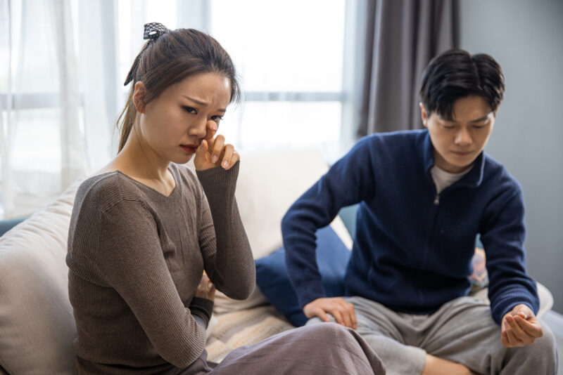 Couple trying to work things out after one of them had a anger burst.