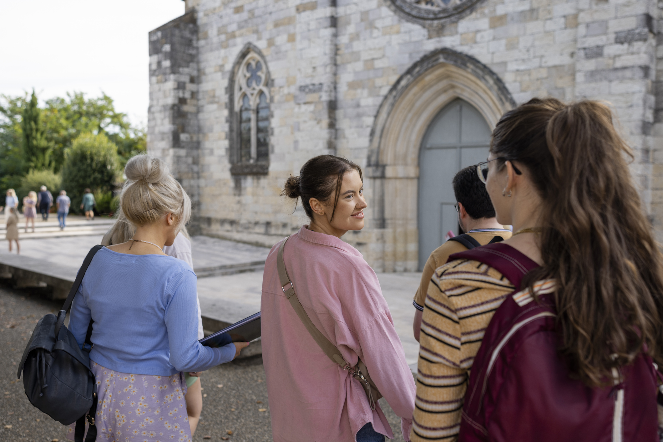 Woman enjoying a walk with her friends serving as her support system