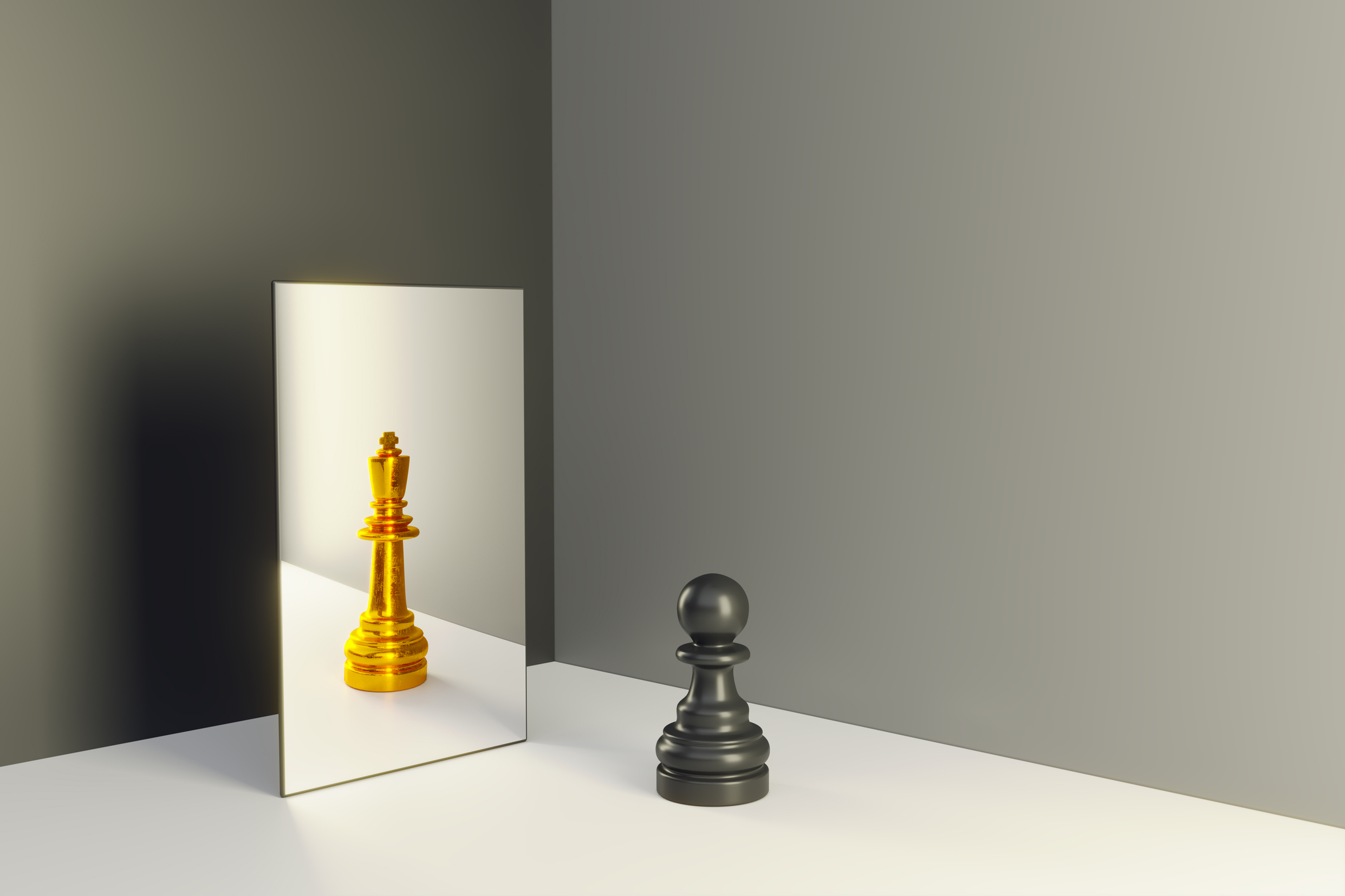 Representation of someone seeing a false representation of themselves.