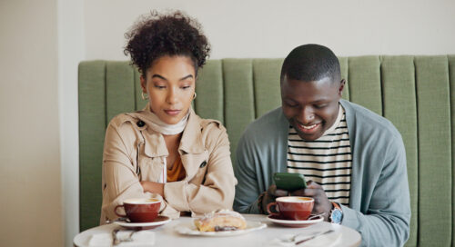 Woman having trust issues about what her boyfriend is up to.