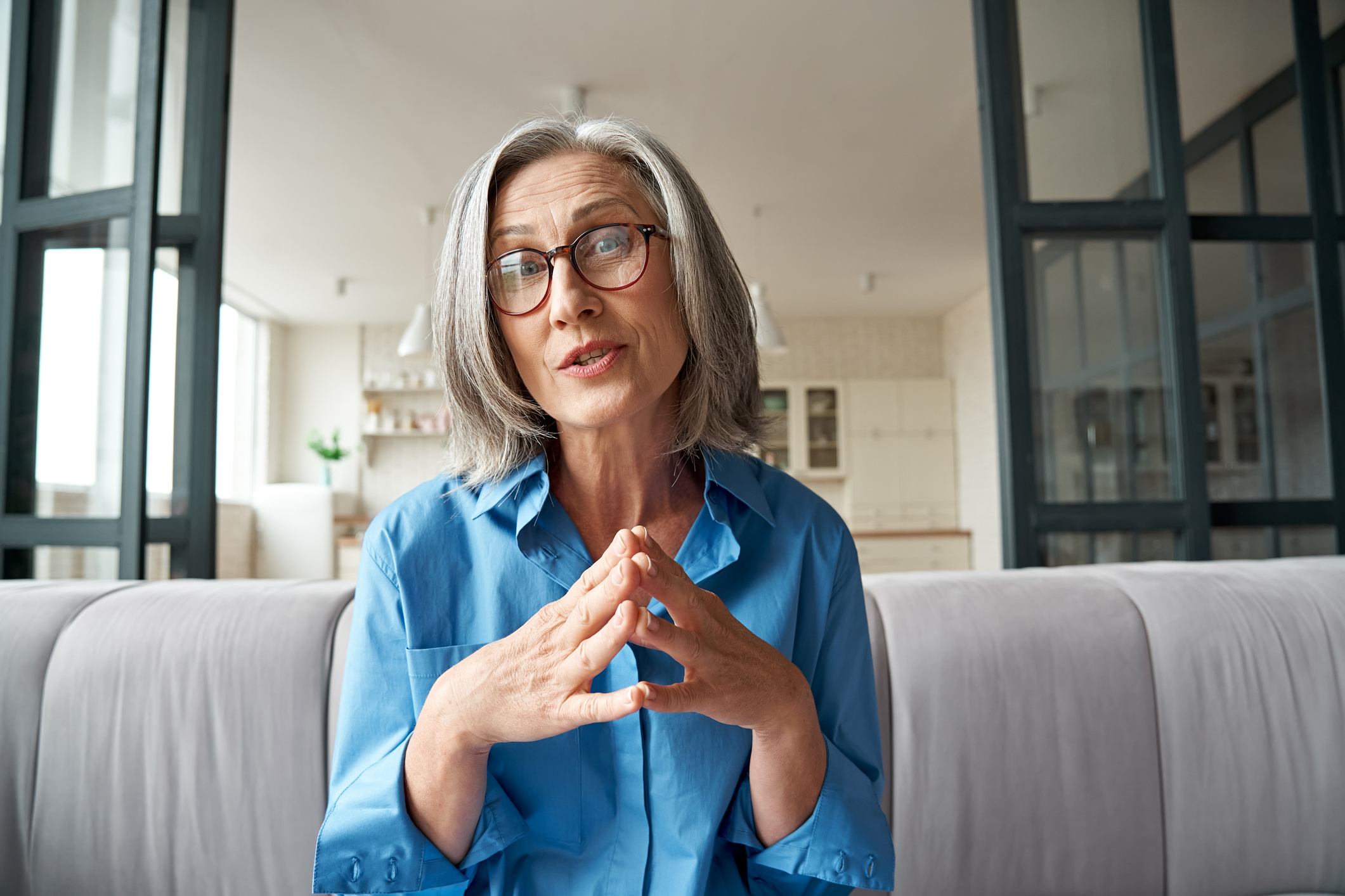 Clinician talking to her client about internal family systems therapy.