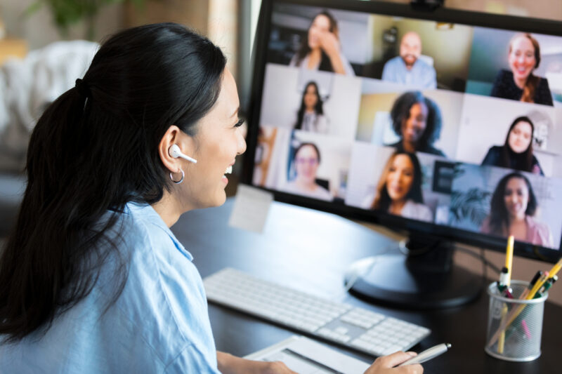 Woman in virtual group therapy.